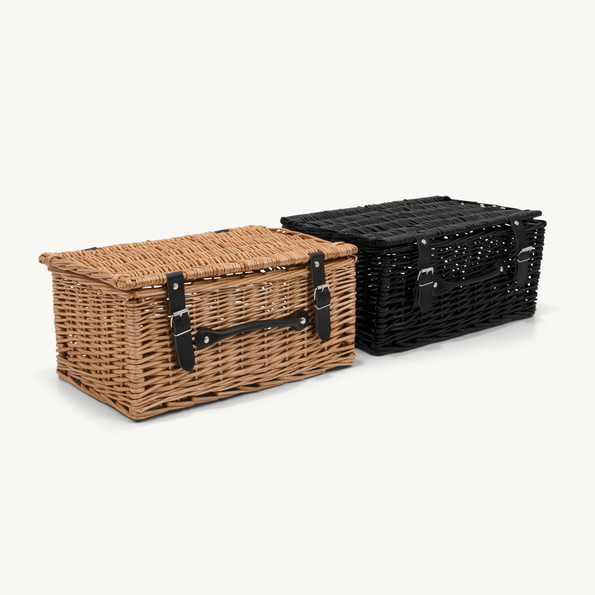 16 inch wicker hamper black and kraft hand-woven from natural split-wicker.