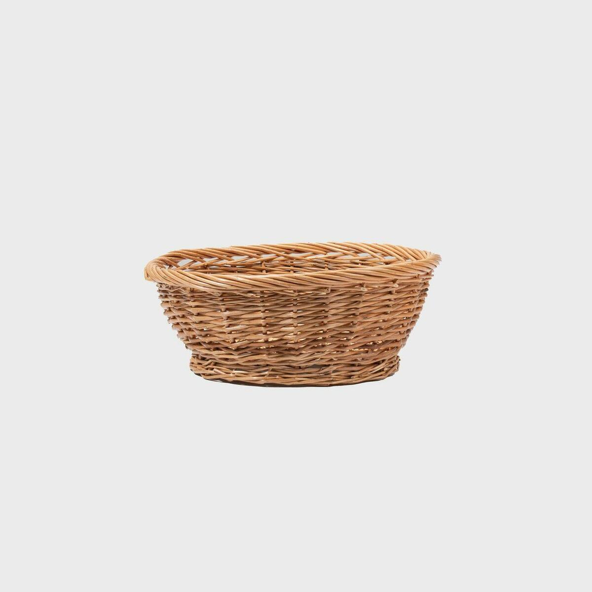 Small round wicker basket hand-woven from natural split-wicker.