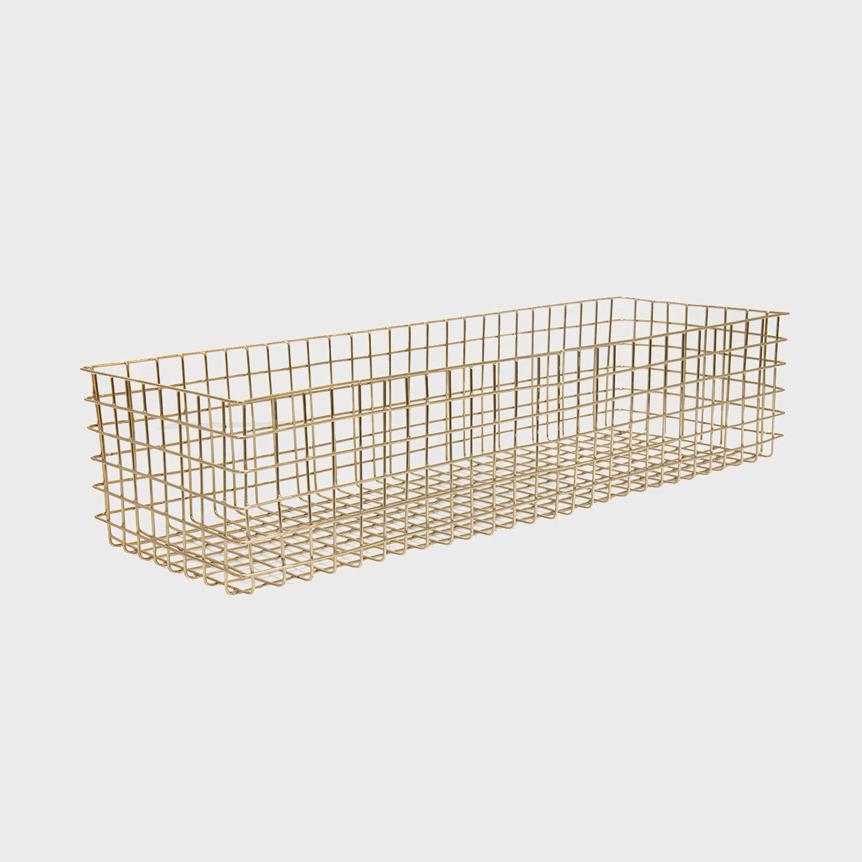 Deep brass wire basket.