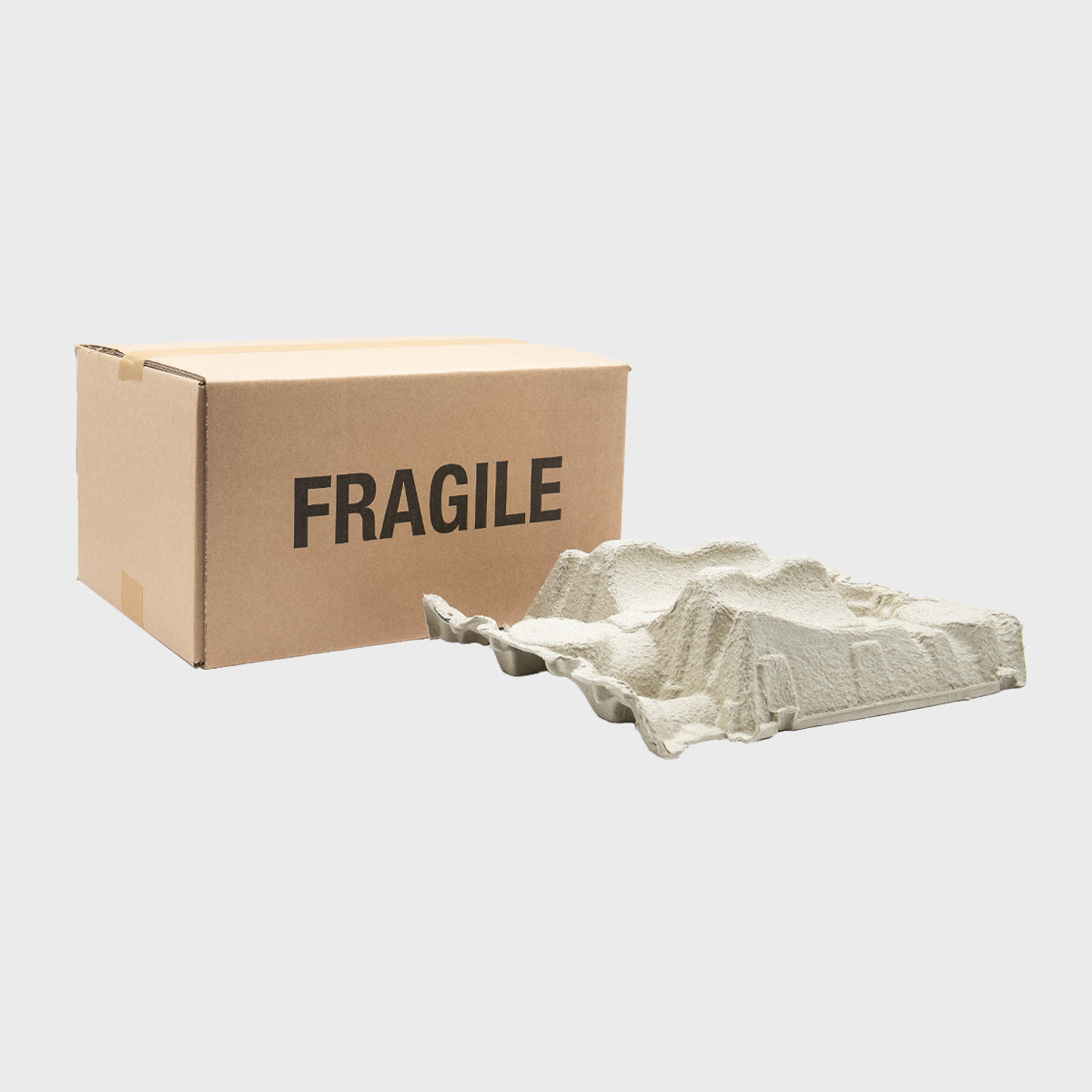 6 bottle reversible pulp divider tray with shipping outer with structured, low-profile walls and open-top design.