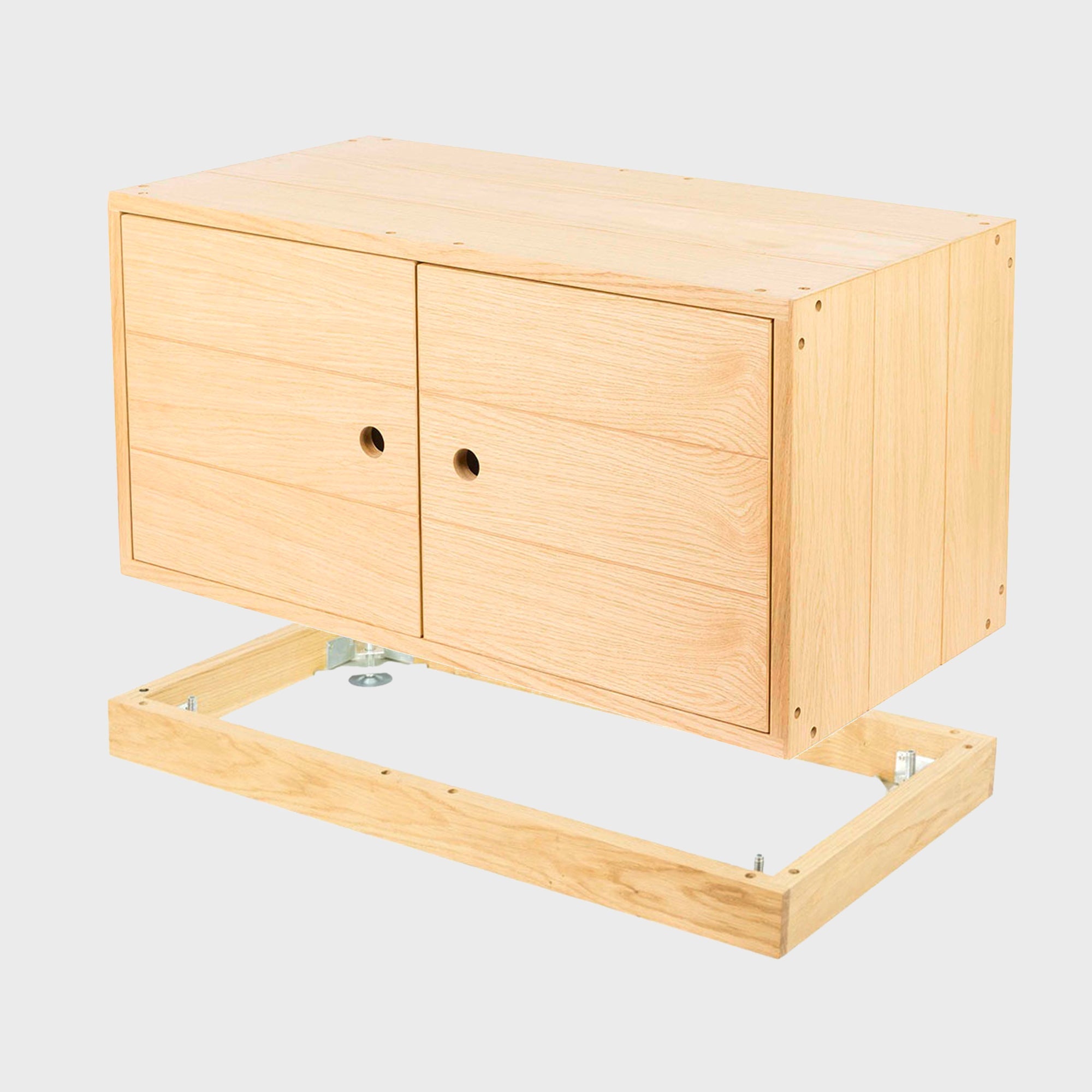 BRIX light oak unit with doors 800 x 400mm with free adjustable plinth heavy-duty modular geometric profile layout.