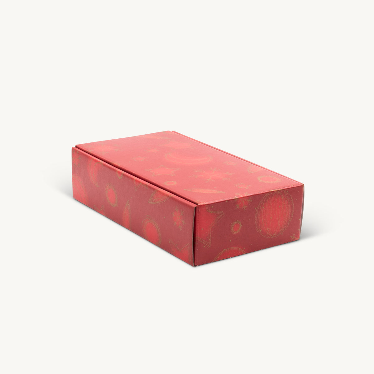 2 Bottle red snowflake front opening gift box from high-density rigid paperboard.