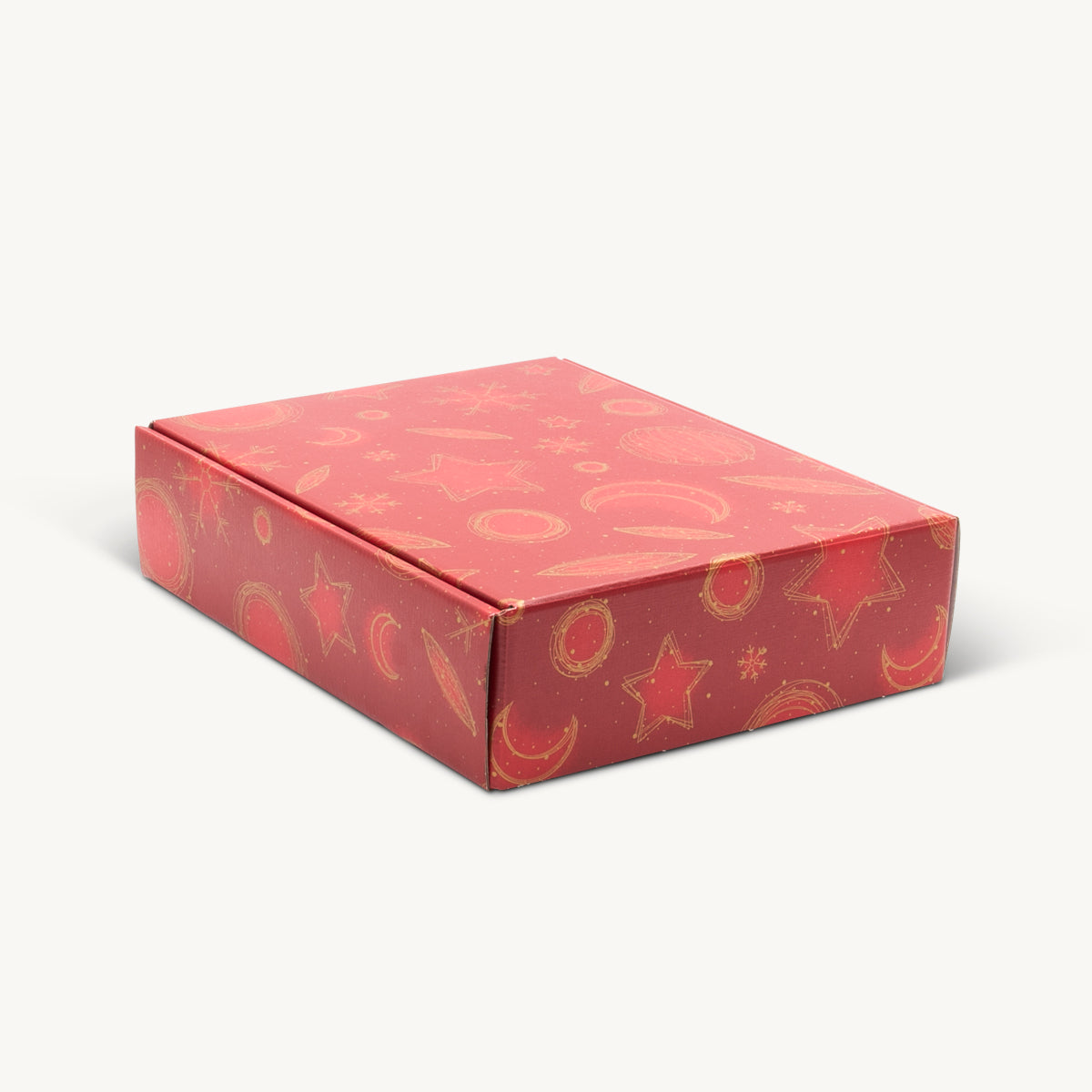 3 Bottle red snowflake front opening gift box from high-density rigid paperboard.