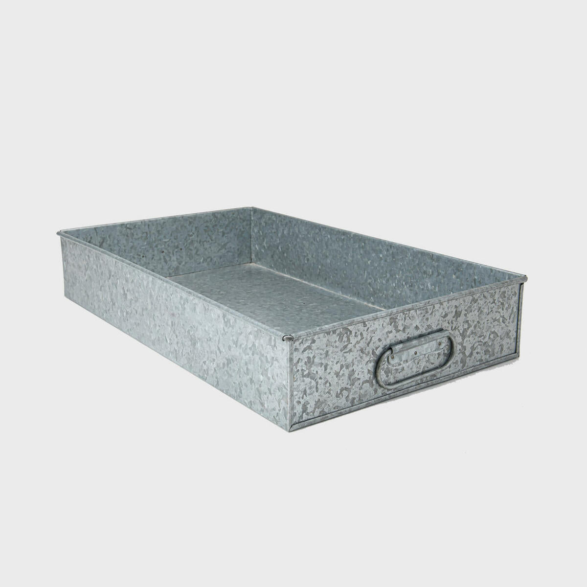 Chatto metal display tray with structured, low-profile walls and open-top design.