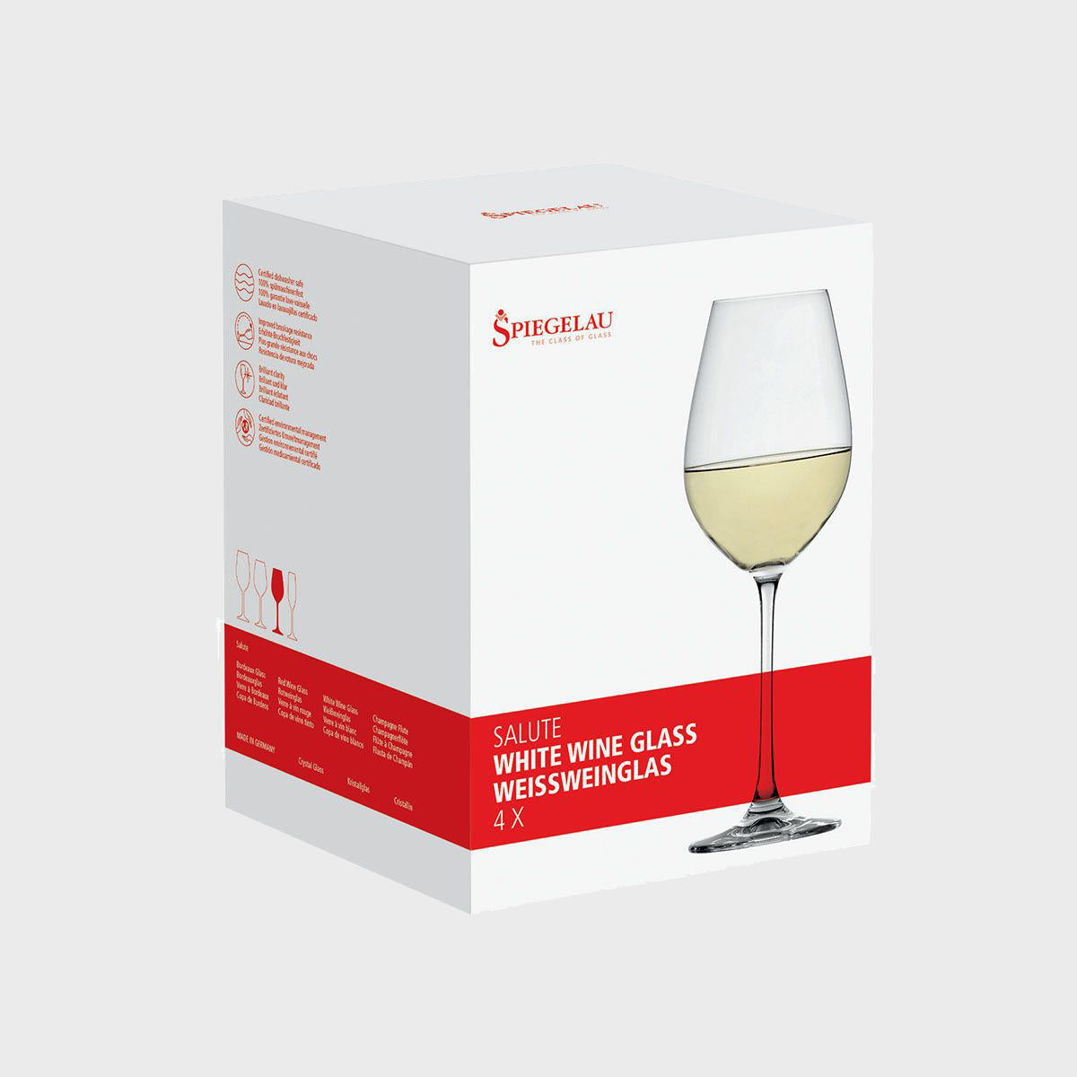 Spiegelau salute white wine glasses (retail box of 4).