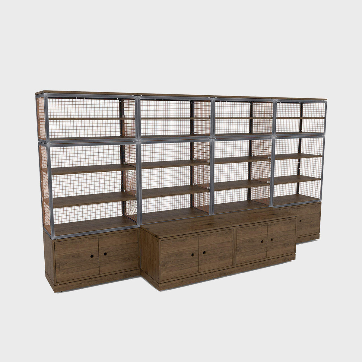 BRIX dark wood deep dresser 3200mm featuring a heavy-duty modular geometric profile layout.