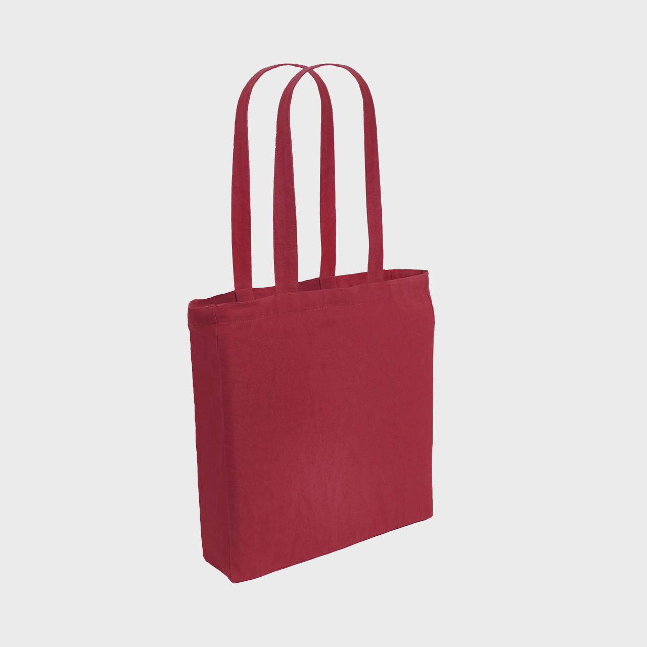 Burgundy 8oz recycled canvas bag with gusset and pocket.