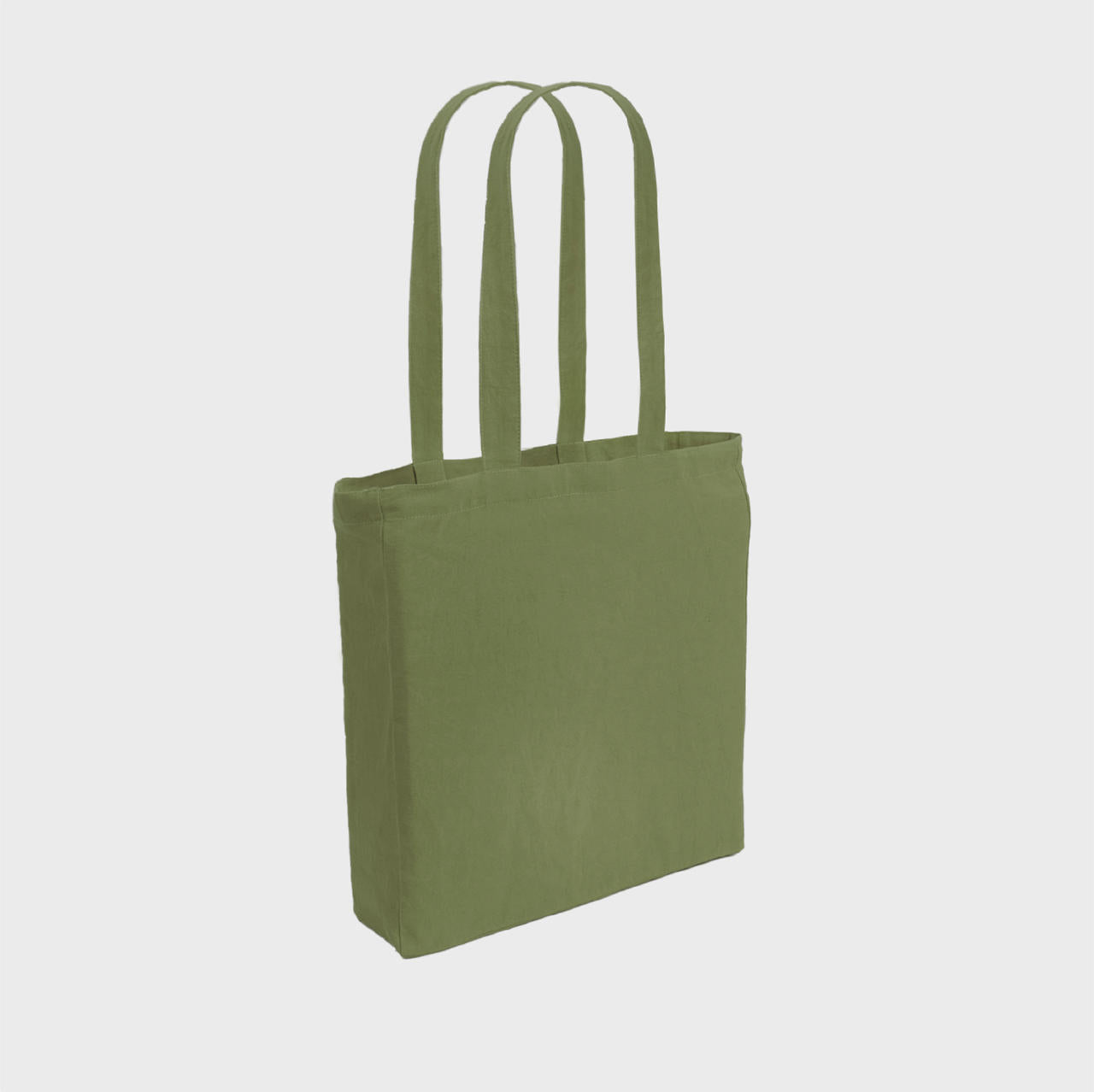 Khaki 8oz recycled canvas bag with gusset and pocket.
