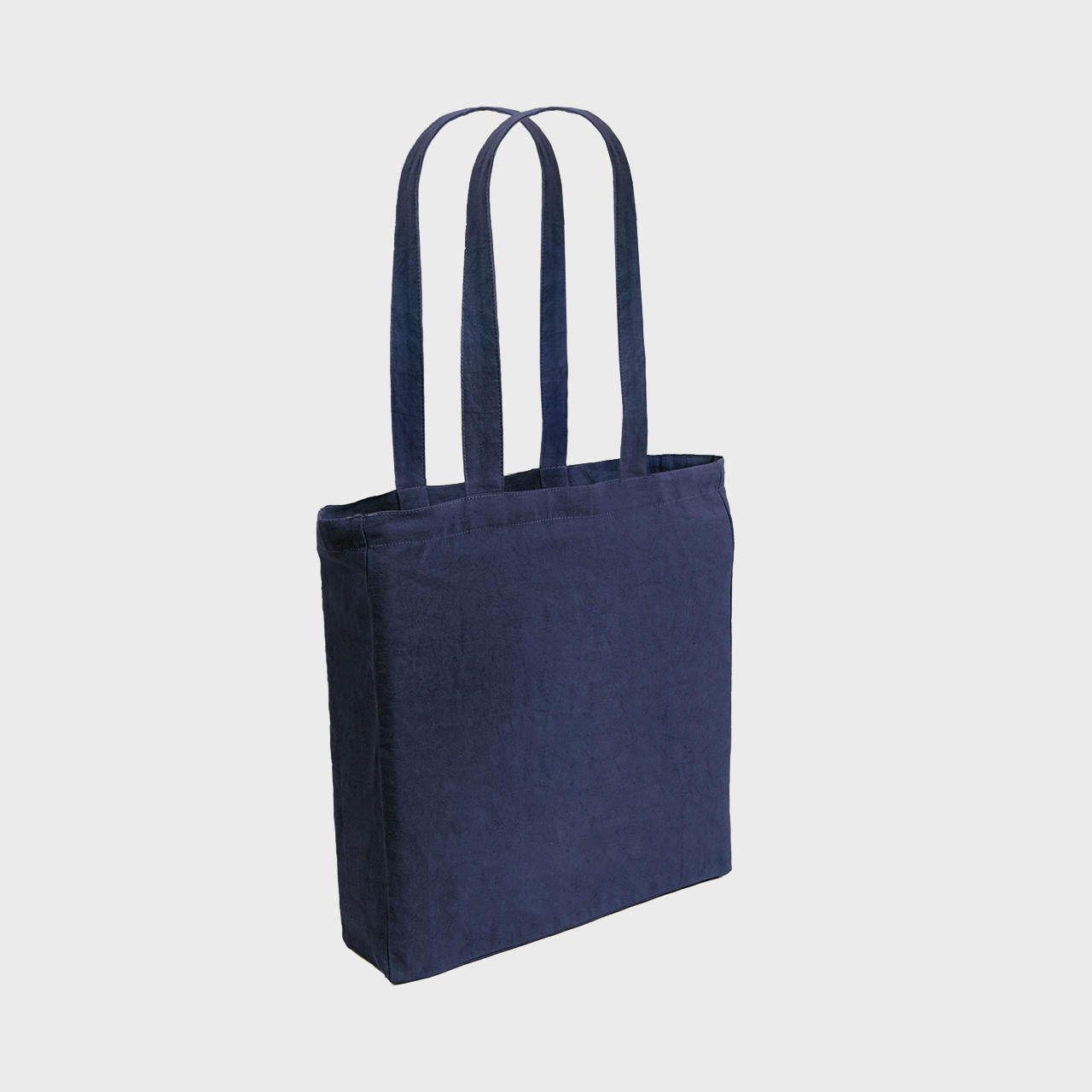 Navy 8oz recycled canvas bag with gusset and pocket.
