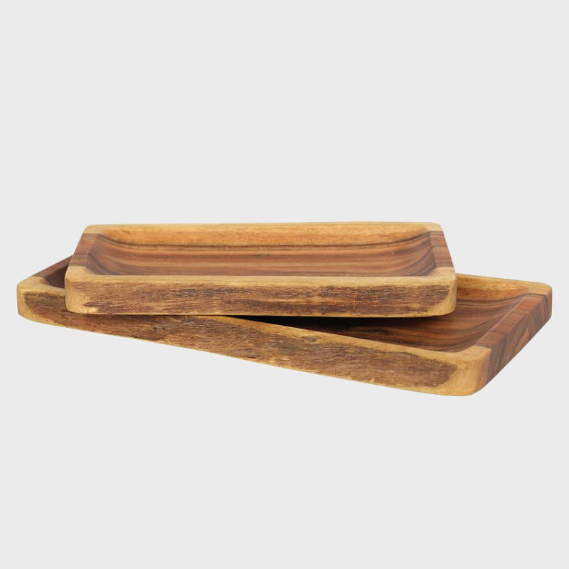 Scooped wooden serving board crafted from durable hardwood with natural grain detail.