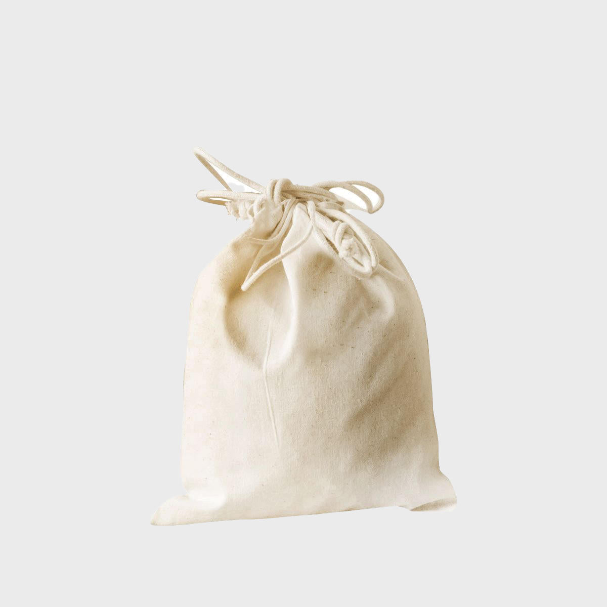 Small natural 5oz cotton drawstring sack.
