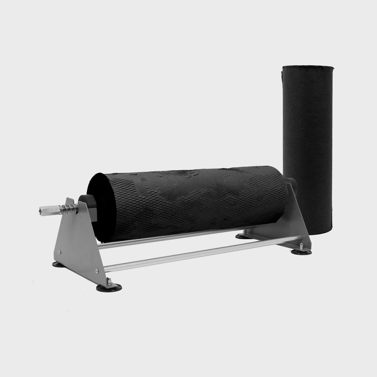 Honeycomb paper dispenser with 150m black honeycomb paper roll.