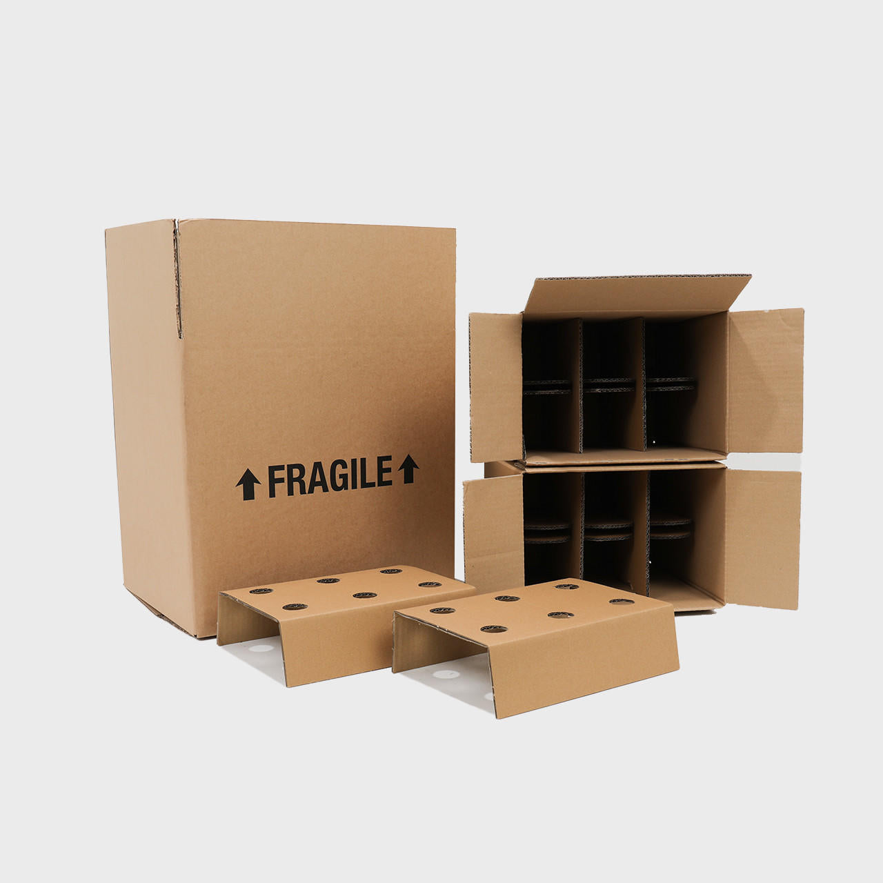 12 bottle Mailsafe shipping box from thick, impact-resistant inner for bottle security.