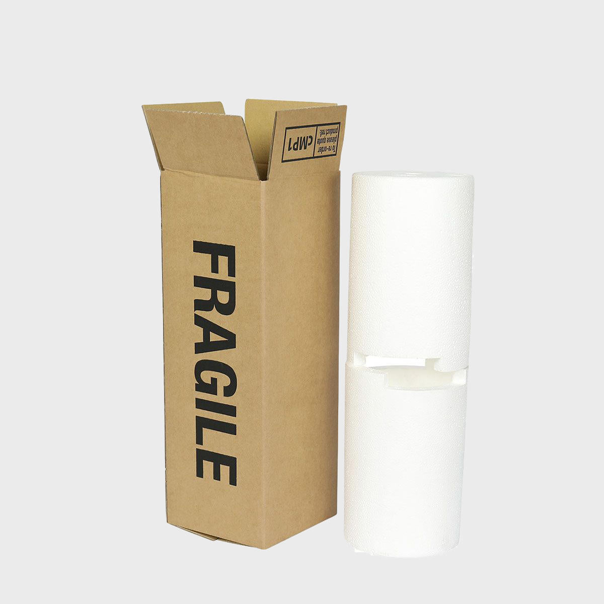 1 bottle Polysafe shipping box from thick, impact-resistant inner for bottle security.