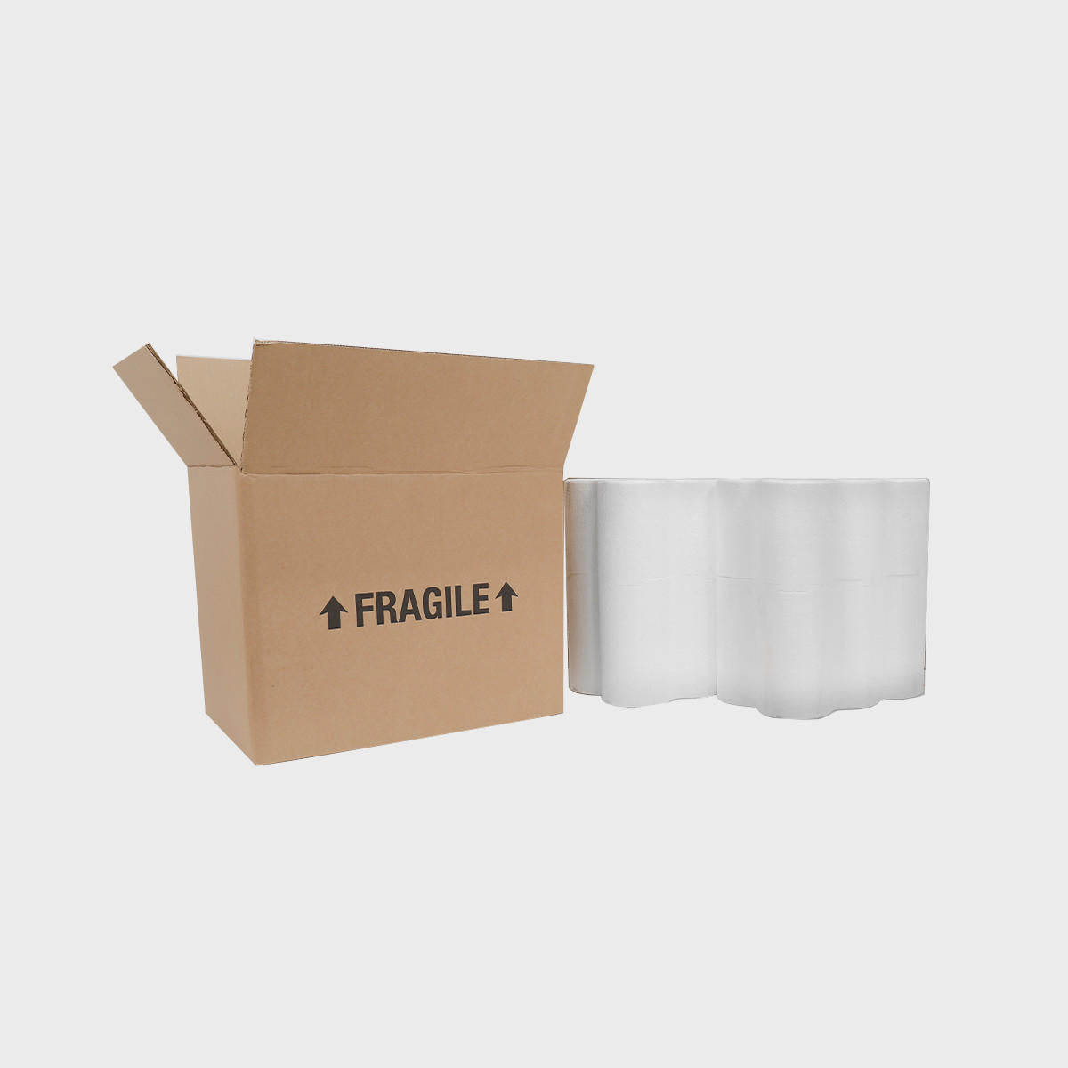 12 bottle Polysafe shipping box from thick, impact-resistant inner for bottle security.