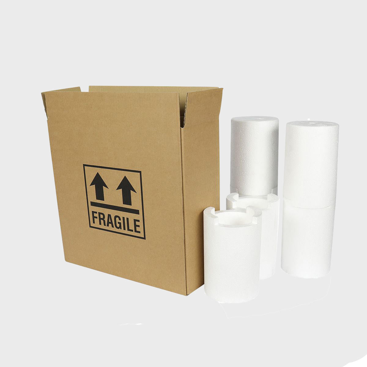 3 bottle Polysafe shipping box from thick, impact-resistant inner for bottle security.