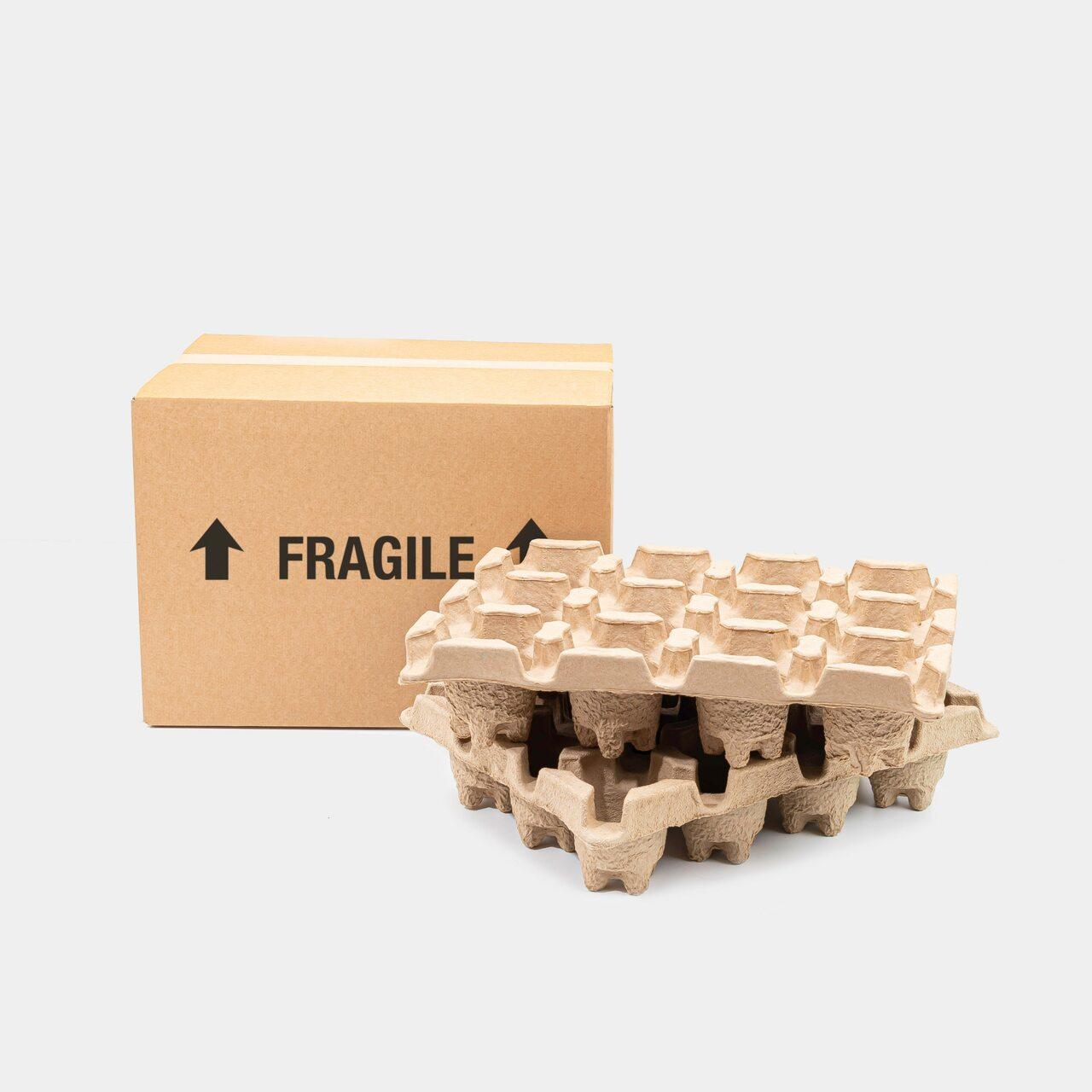 12 beer bottle or 24 can Pulpsafe shipping box from thick, impact-resistant inner for bottle security.