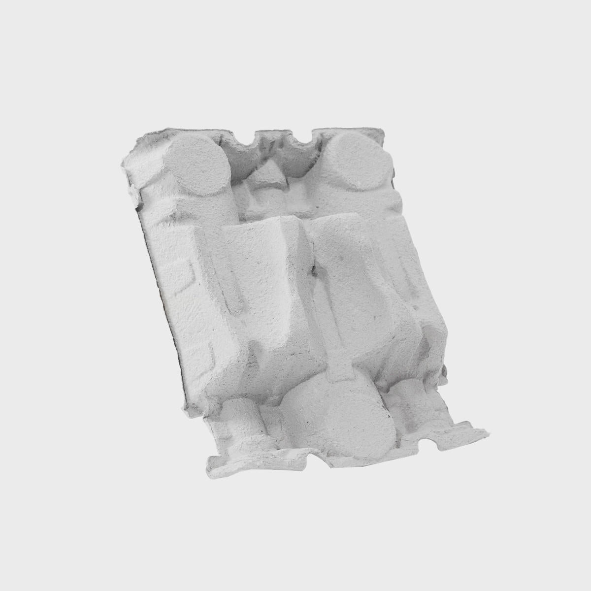 6 bottle reversible pulp divider tray with structured, low-profile walls and open-top design.