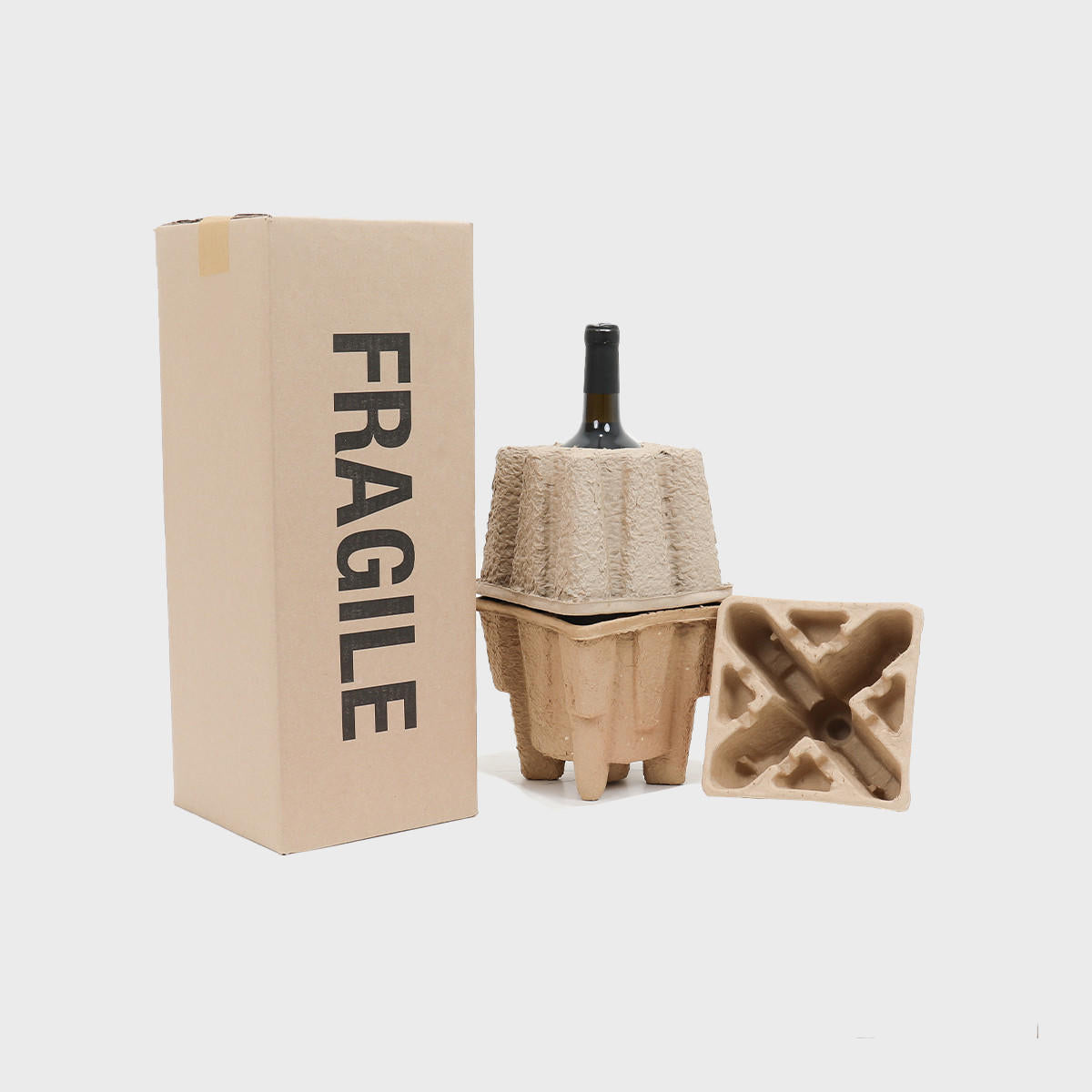 1 magnum bottle Pulpsafe shipping box from thick, impact-resistant inner for bottle security.