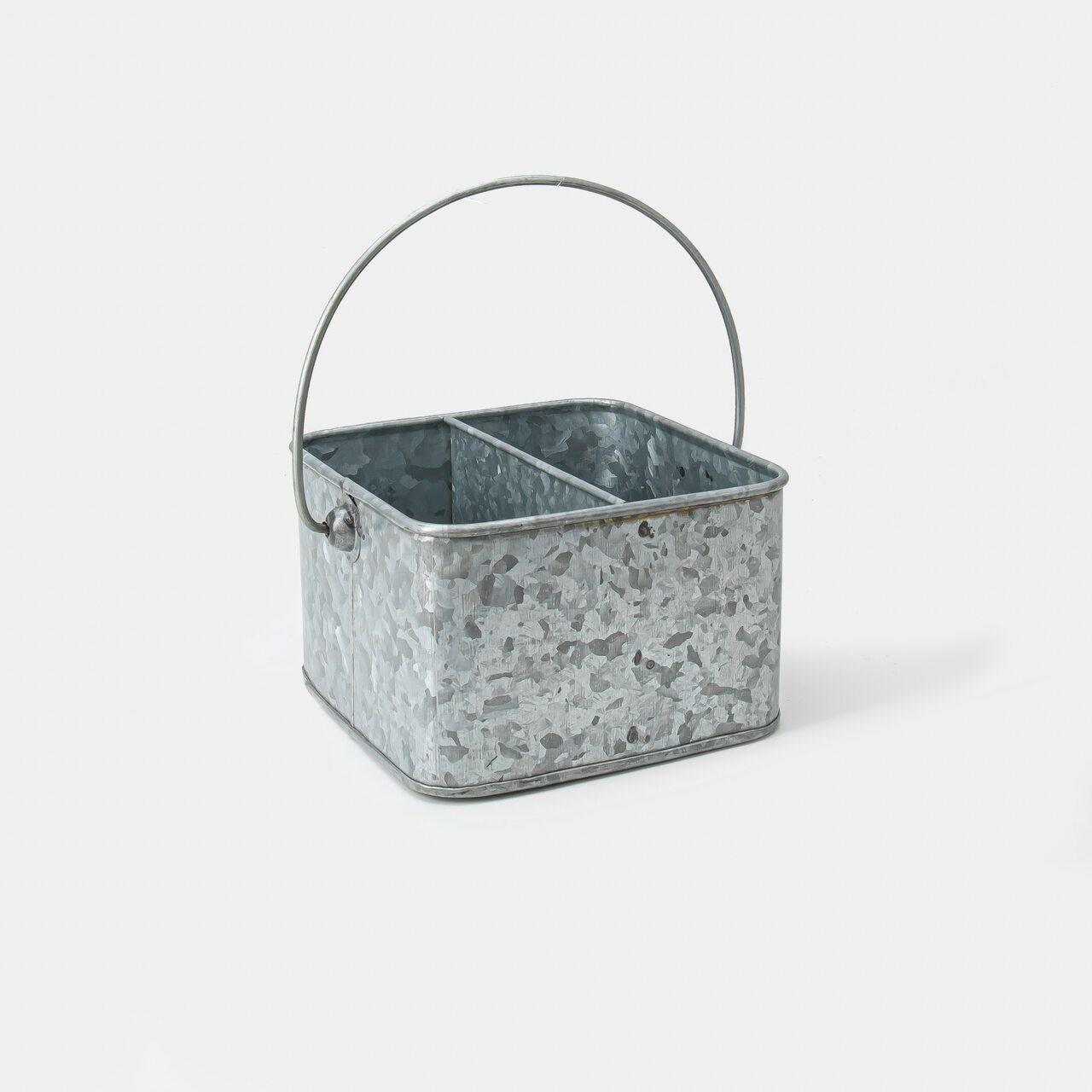 Exmouth medium metal display caddy with structured, low-profile walls and open-top design.