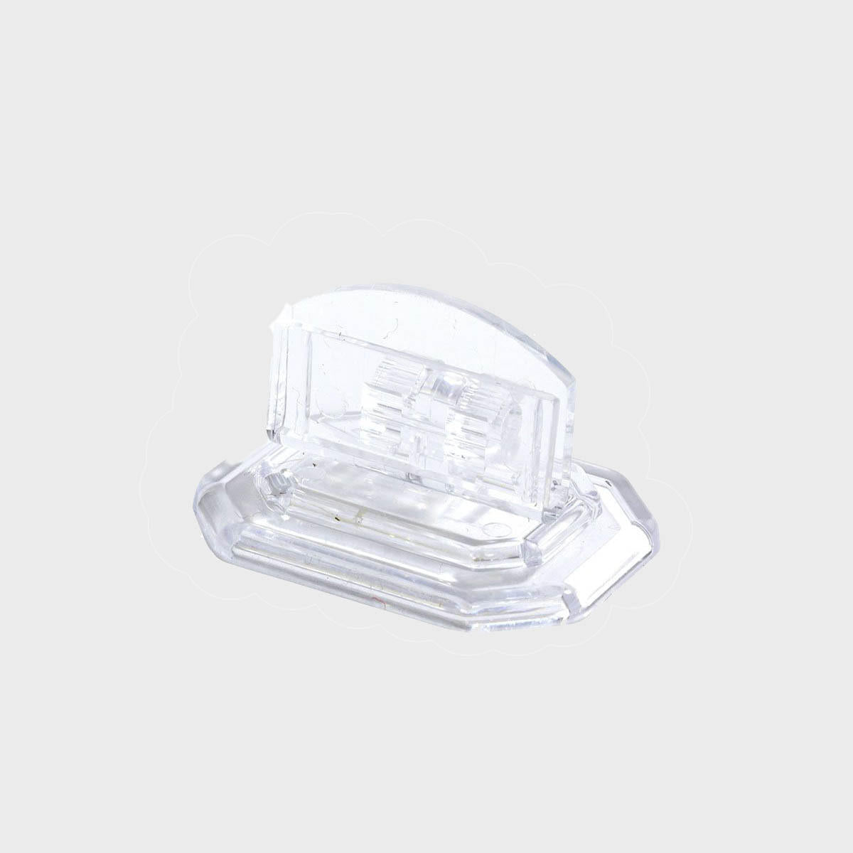 Small clip sign holder with flat base.