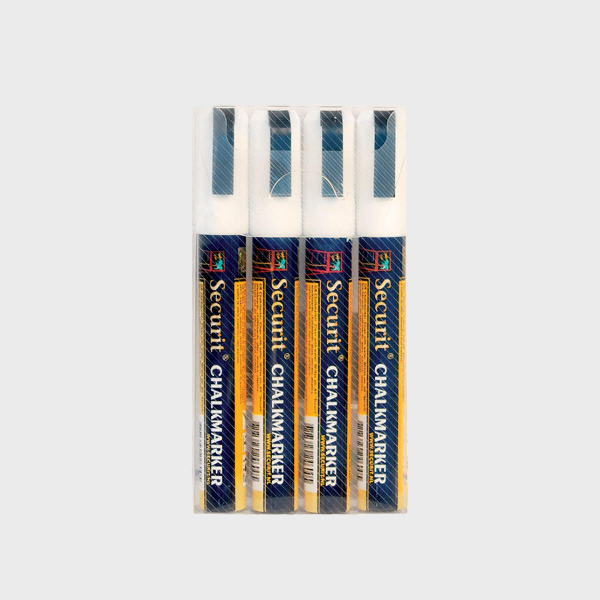 Securit white 2-6mm waterproof glass and chalkboard markers (set of 4) with a clean surface for visible retail messaging.