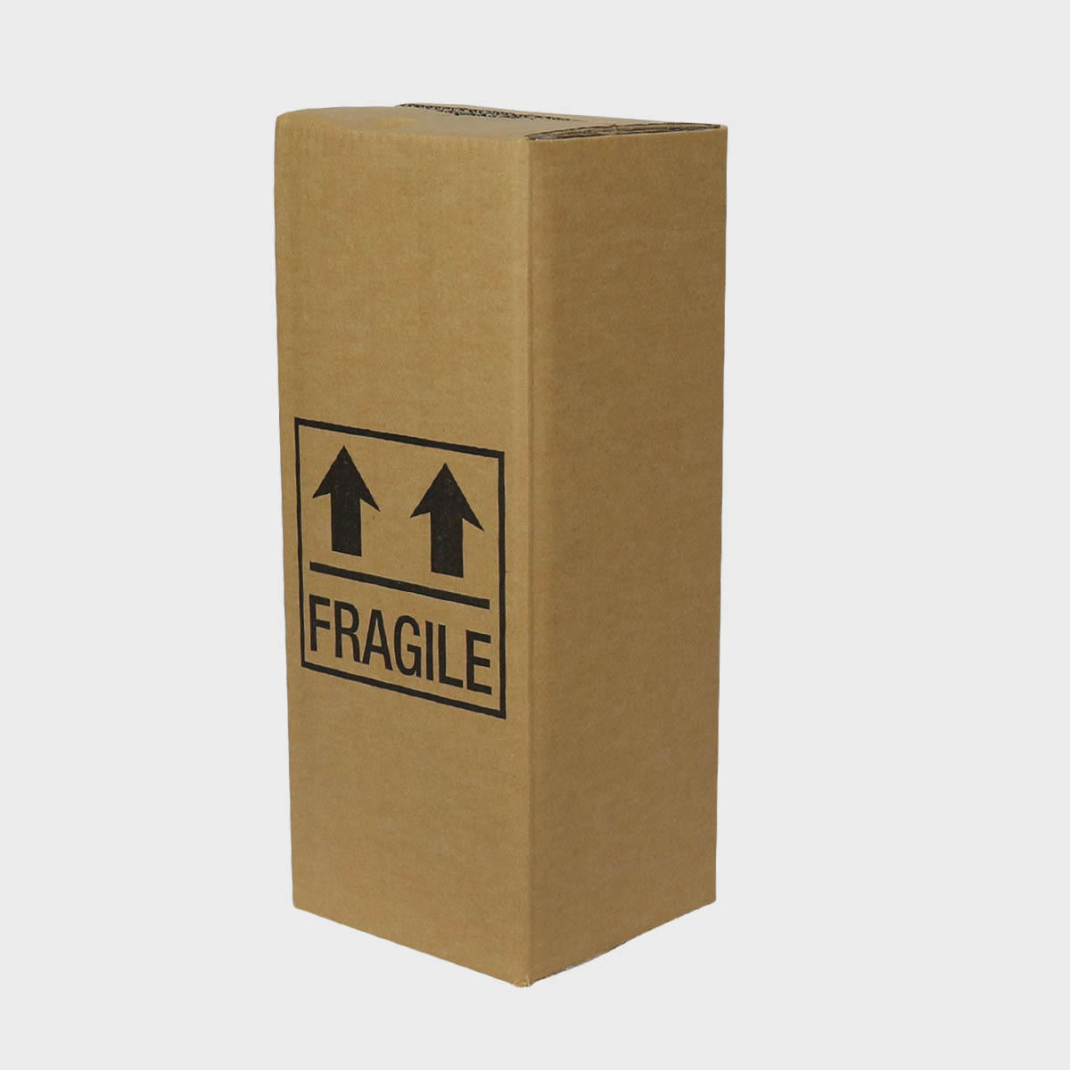 1 oversized bottle box protective outer made from robust corrugated cardboard for shock absorption.