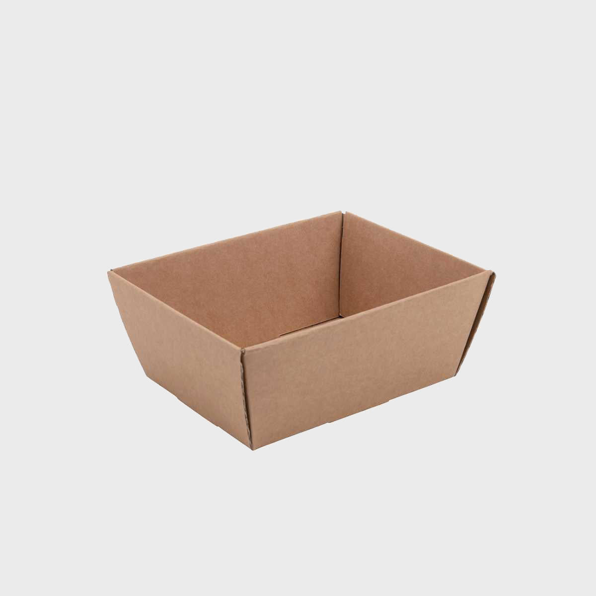 Small kraft card tray with structured, low-profile walls and open-top design.