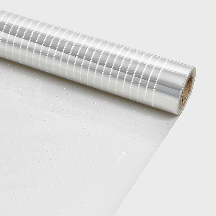Cellopak minidot white gift wrap.