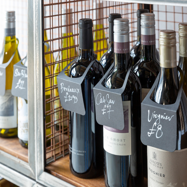 Bottleneck tags for wine merchants.