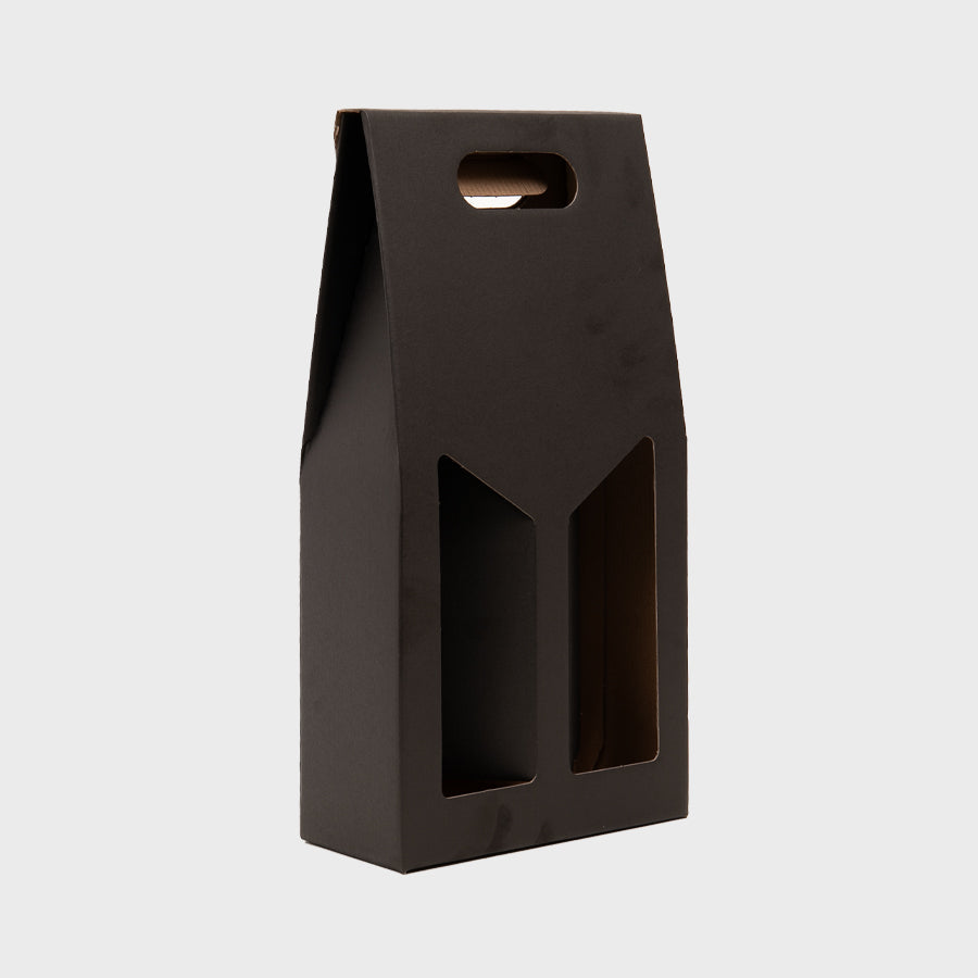 2 Bottle gift box with windows from high-density rigid paperboard.