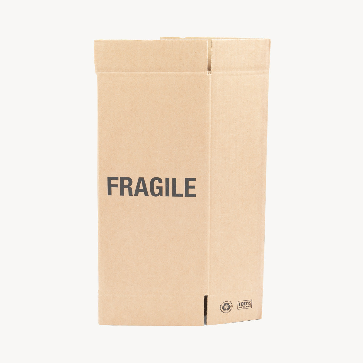 2 bottle carton protective outer made from robust corrugated cardboard for shock absorption.