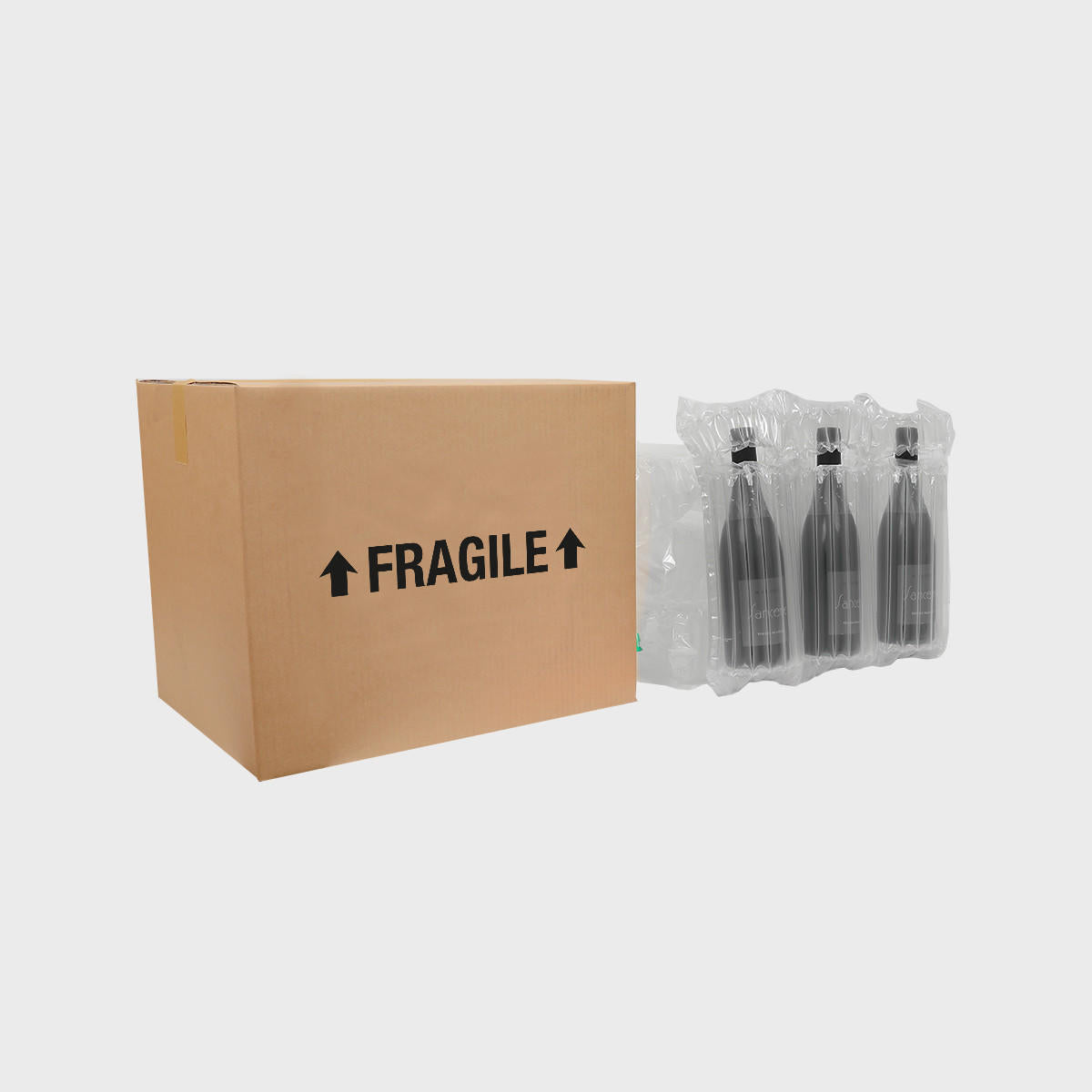 12 bottle Safe Air shipping box from thick, impact-resistant inner for bottle security.