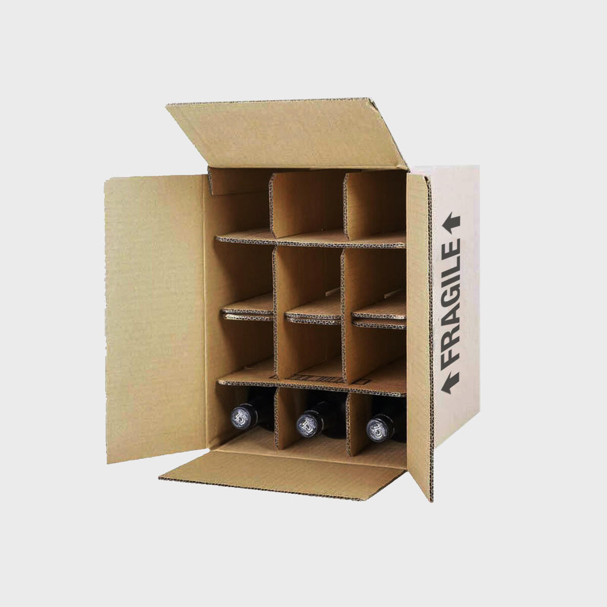 12 beer bottle budget shipping box from thick, impact-resistant inner for bottle security.