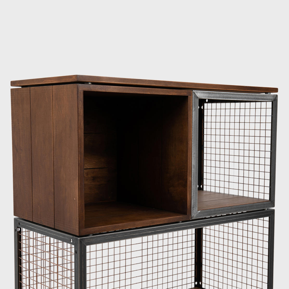 BRIX dark wood unit 5 panel 400 x 400mm featuring a heavy-duty modular geometric profile layout.