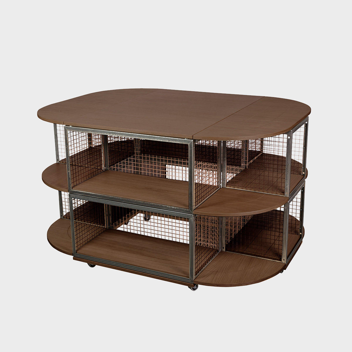 BRIX dark wood curved top 1200 x 400mm featuring a heavy-duty modular geometric profile layout.