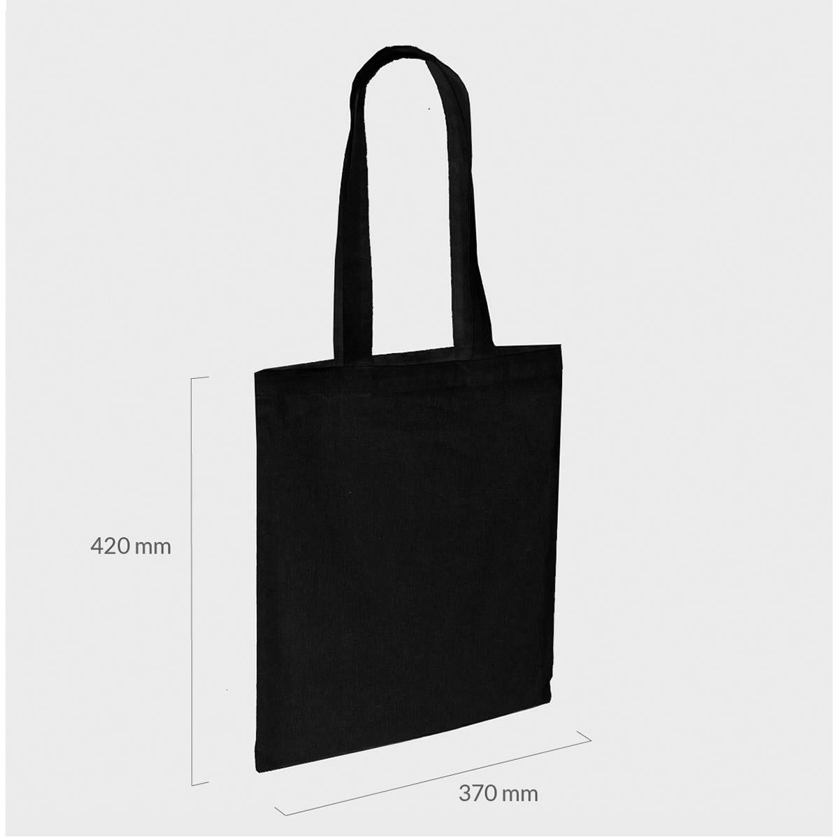 Black 5oz recycled cotton bag.
