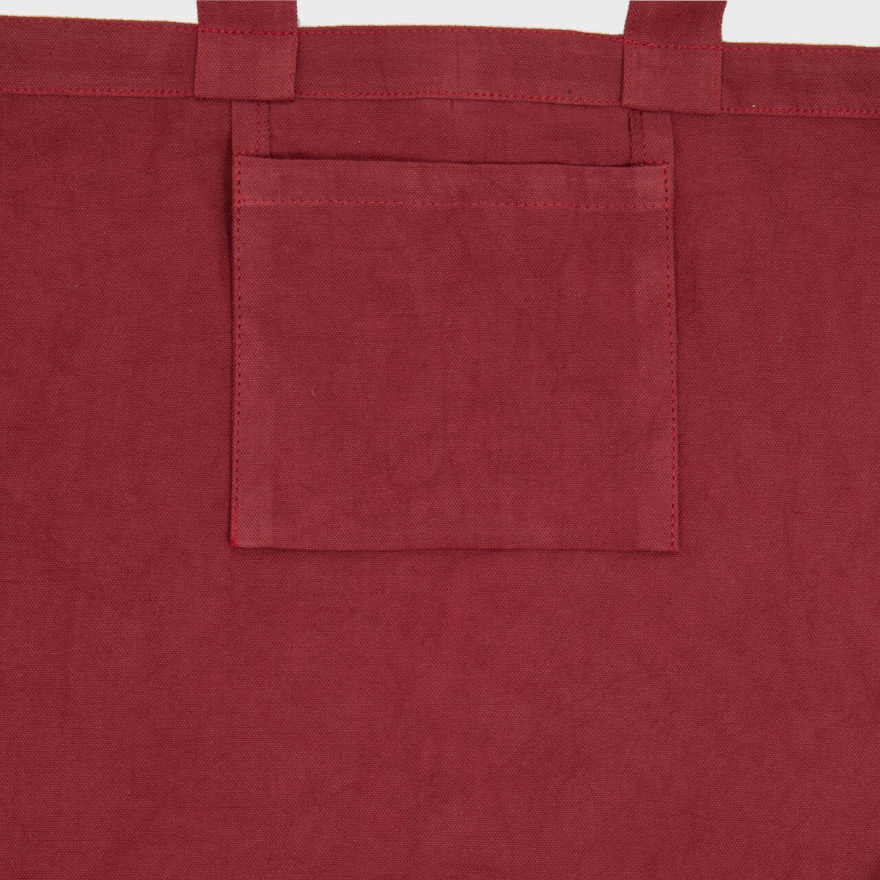 Burgundy 8oz recycled canvas bag with gusset and pocket.