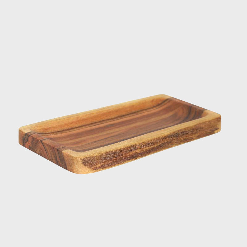 Scooped wooden serving board crafted from durable hardwood with natural grain detail.