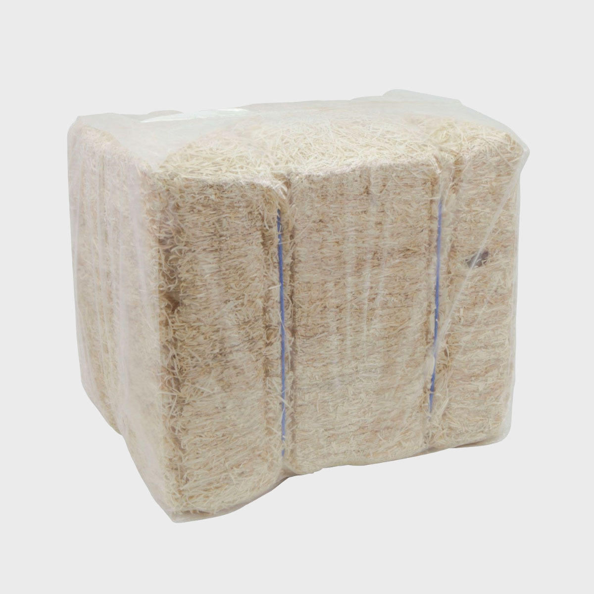 Kiln dried wood wool consisting of interlocking zig-zag paper shreds for fill.