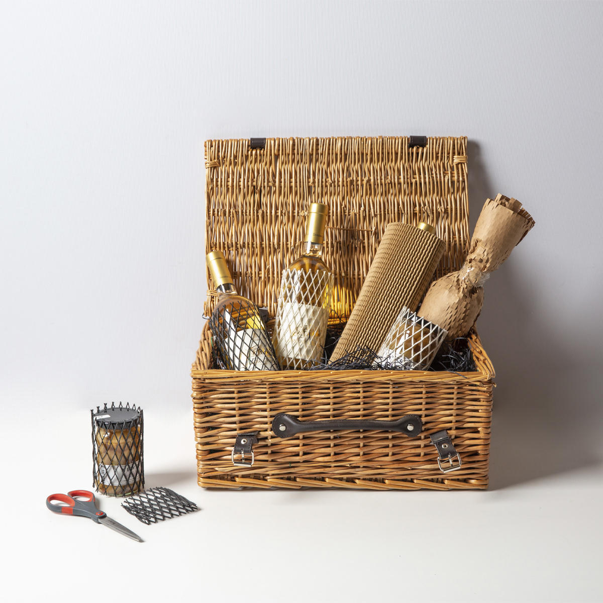 Recycled Plastic Bottle Protective Sleeve made from robust corrugated cardboard for shock absorption.