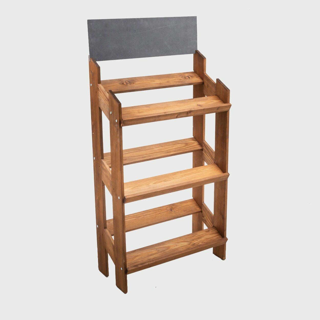 Norwood 3-shelf dark oak stand with blackboard 820 with a clean surface for visible retail messaging.