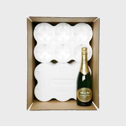 12 bottle Polysafe shipping box from thick, impact-resistant inner for bottle security.