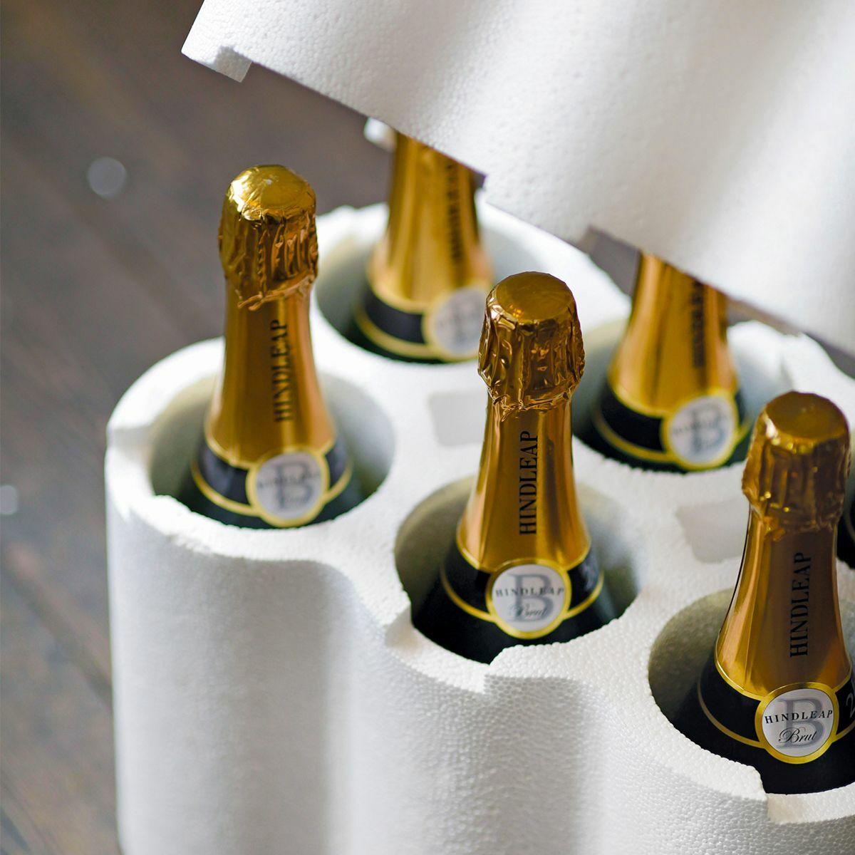 6 bottle Polysafe shipping box from thick, impact-resistant inner for bottle security.