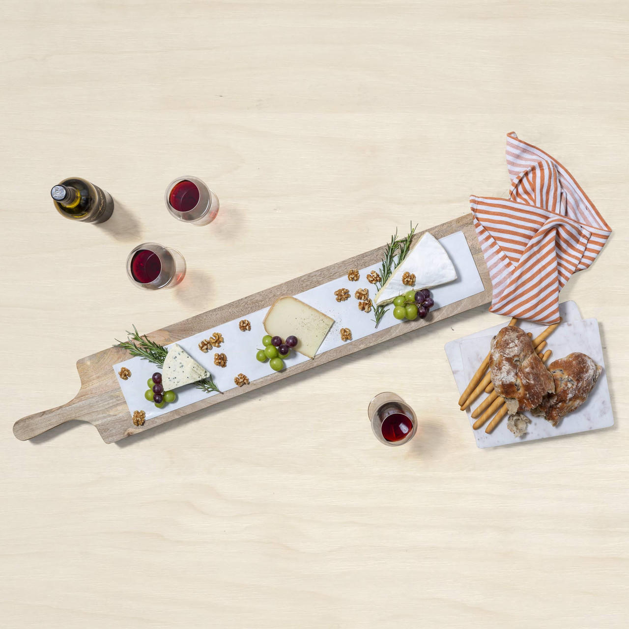 Oversized wooden charcuterie board.