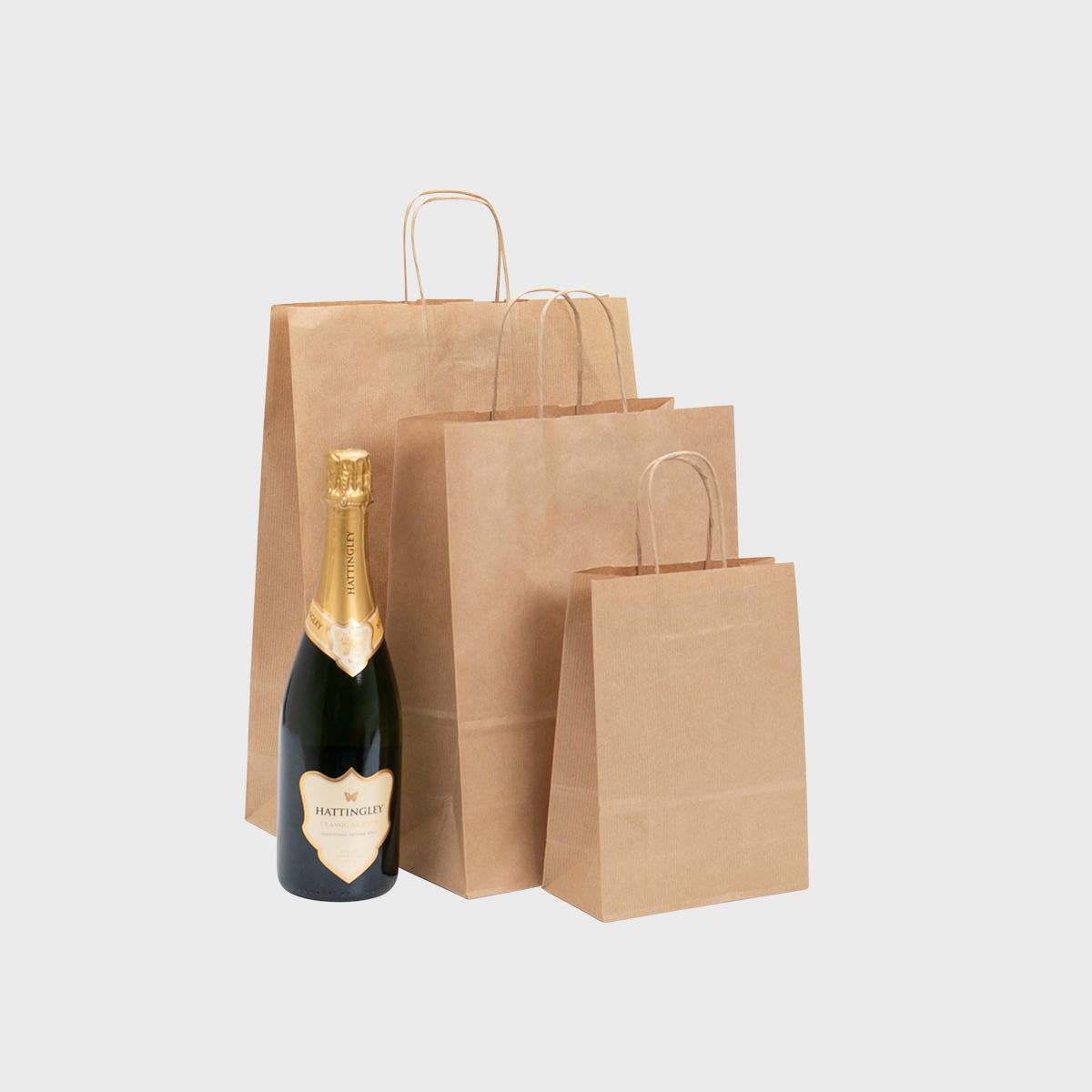 Ribbed kraft paper bag with twist handles.