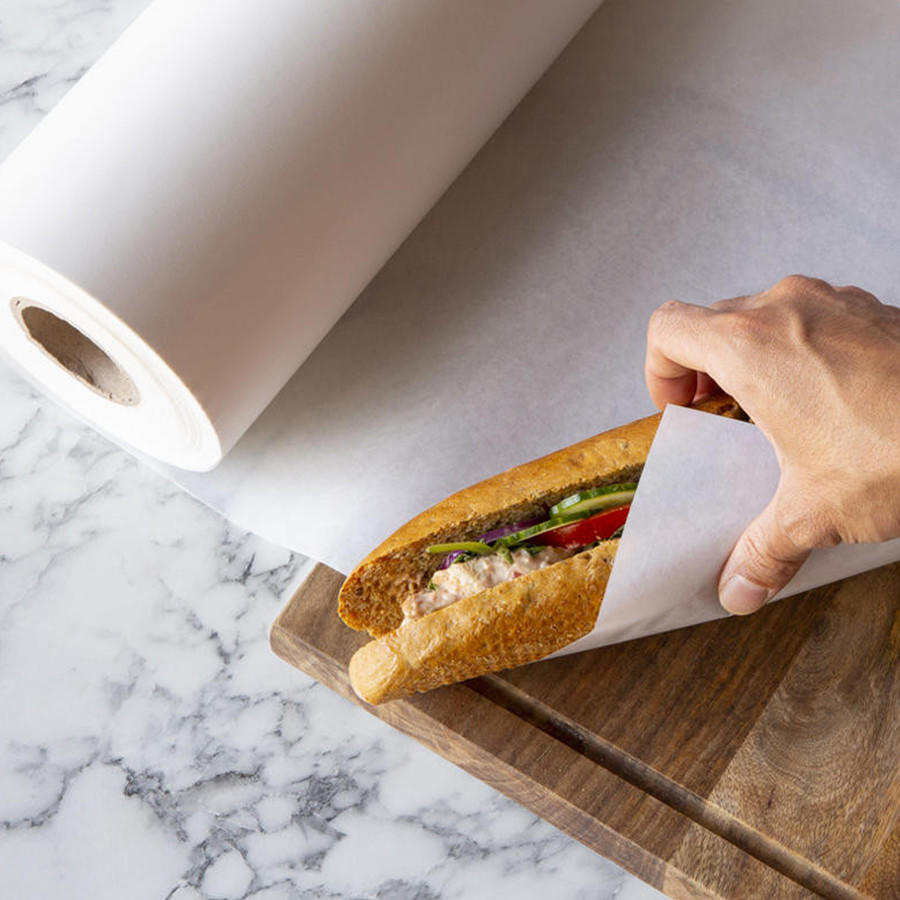 Large white waxed paper roll 200m.