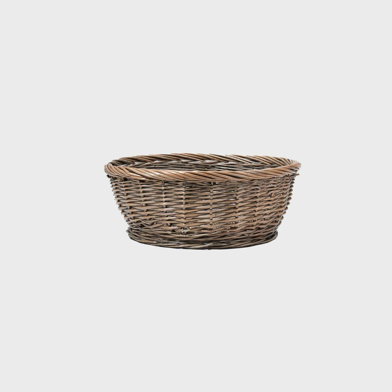 Small round wicker basket hand-woven from natural split-wicker.