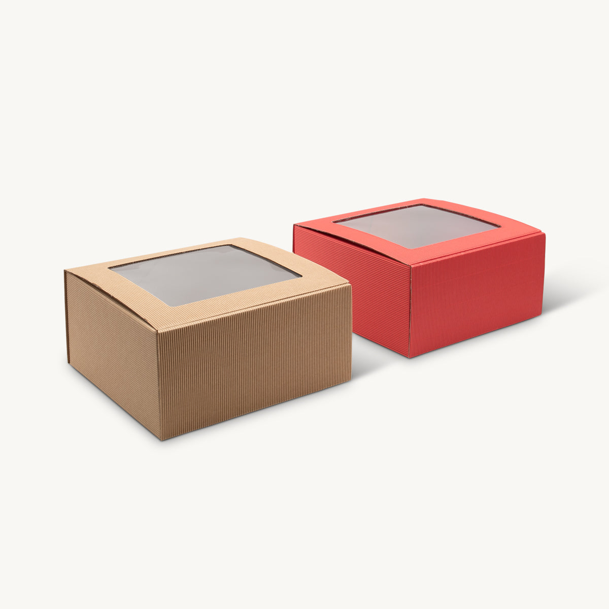 Kraft Square Fluted Card Gift Box with Window (pk 25) WAMST/N