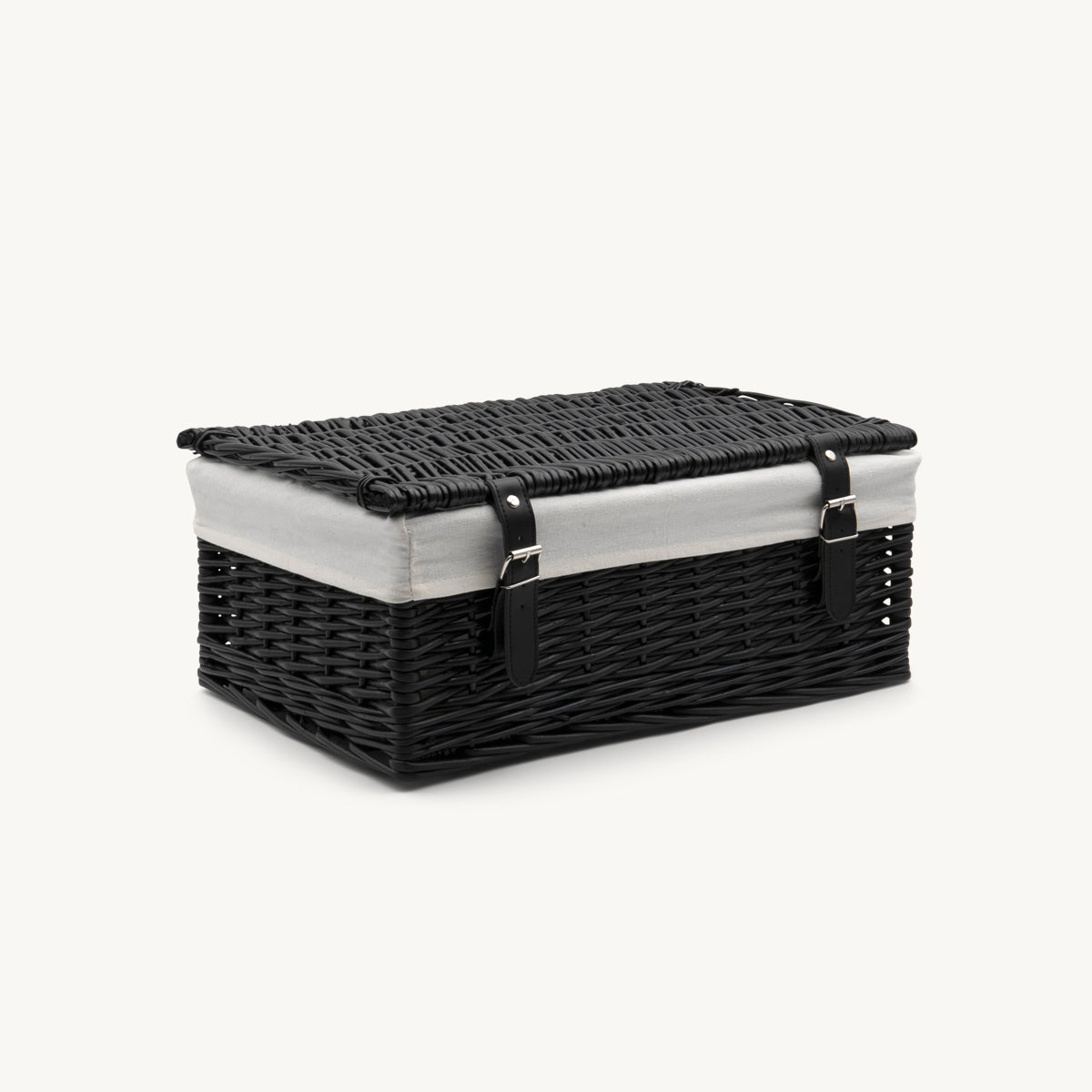 16inch Black Wicker Hamper with White Liner (pk 1) WBK16WL